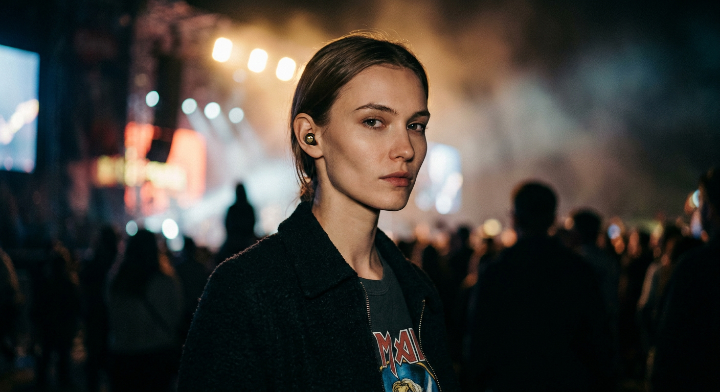 At a concert wearing Noma Earplugs